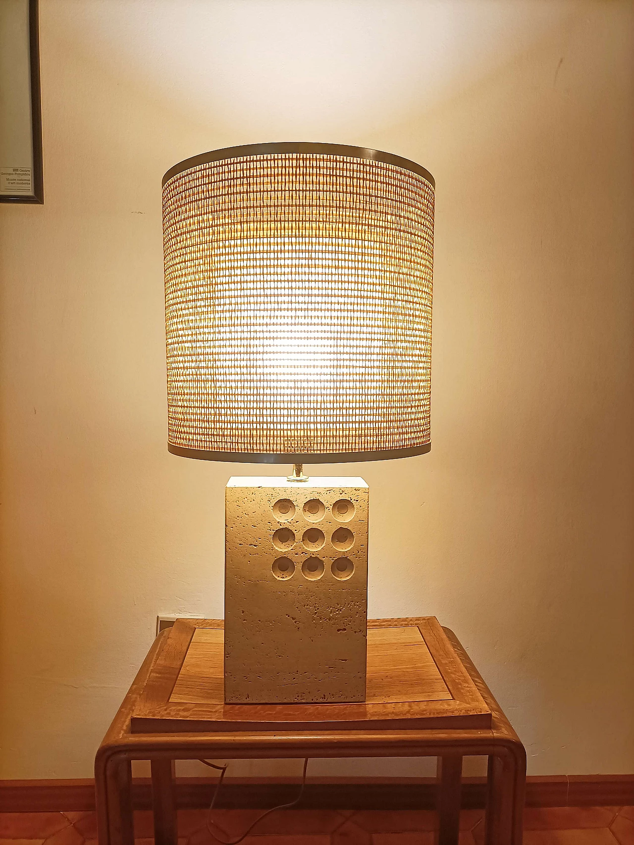 Lamp with travertine base by Reggiani, 1960s 12