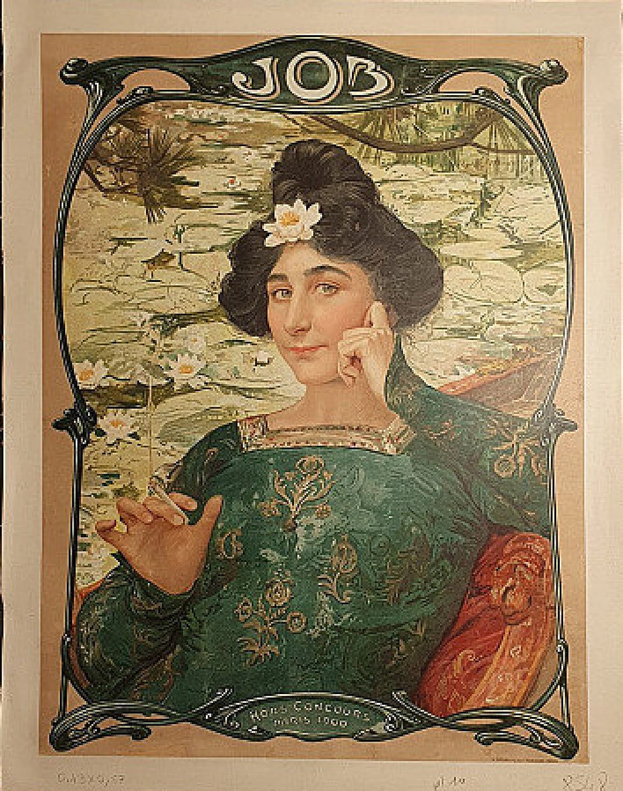 Laminated advertising poster for Job cigarette brand, 1900 7