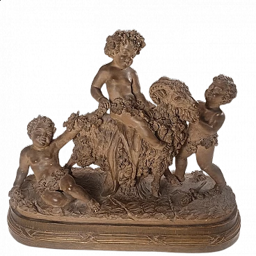 Baccanale, scultura in terracotta patinata, '800