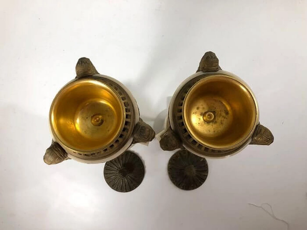 Pair of gilt bronze and white marble incense burners, 19th century 10