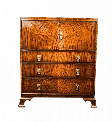 Waring & Gillow zebra mahogany tallboy chest of drawers, 1930s