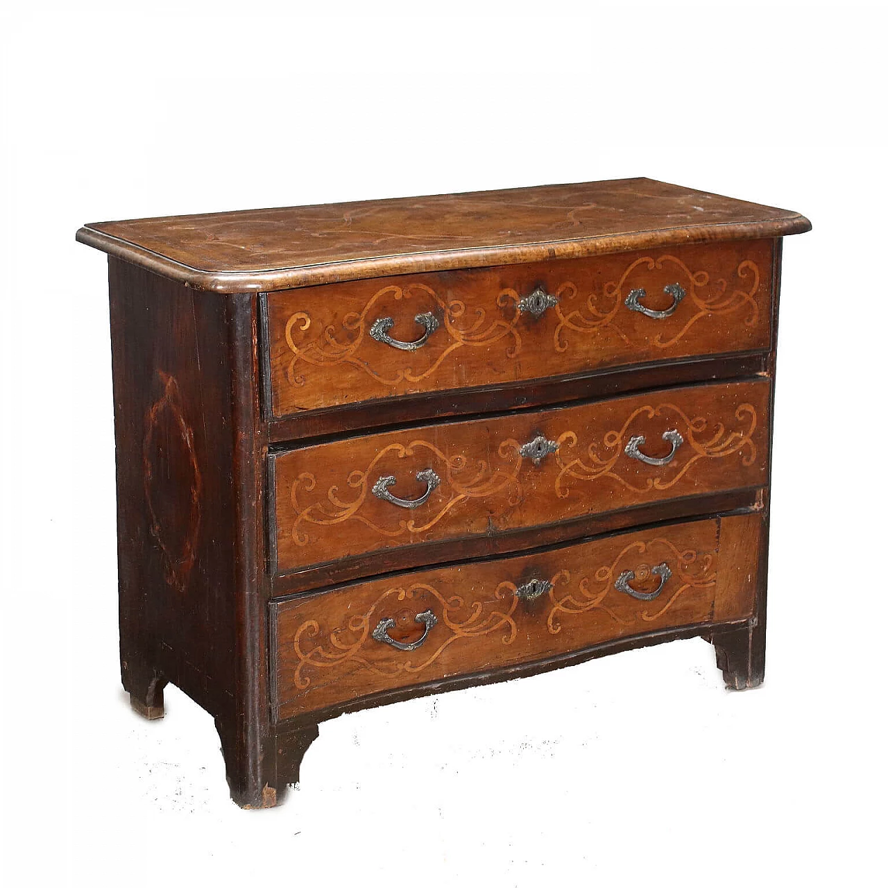Inlaid cherry and maple chest of drawers, 18th century 1