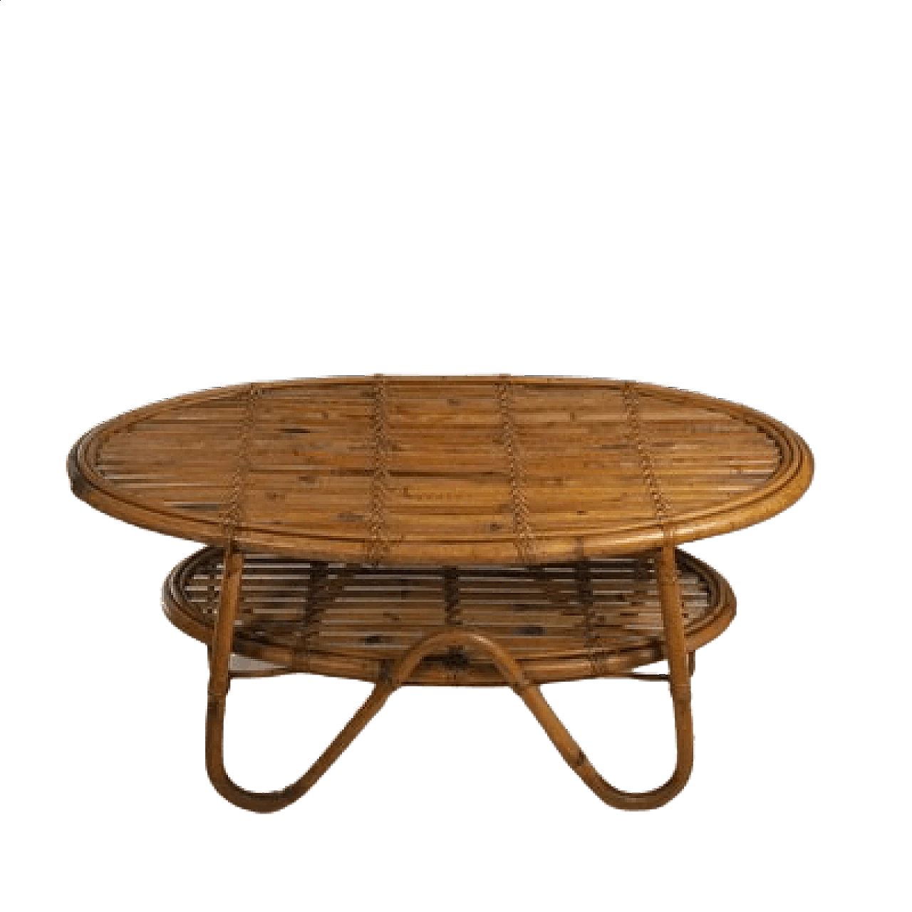 Tavolino da caffè in canna di bambù, anni '60 1481354