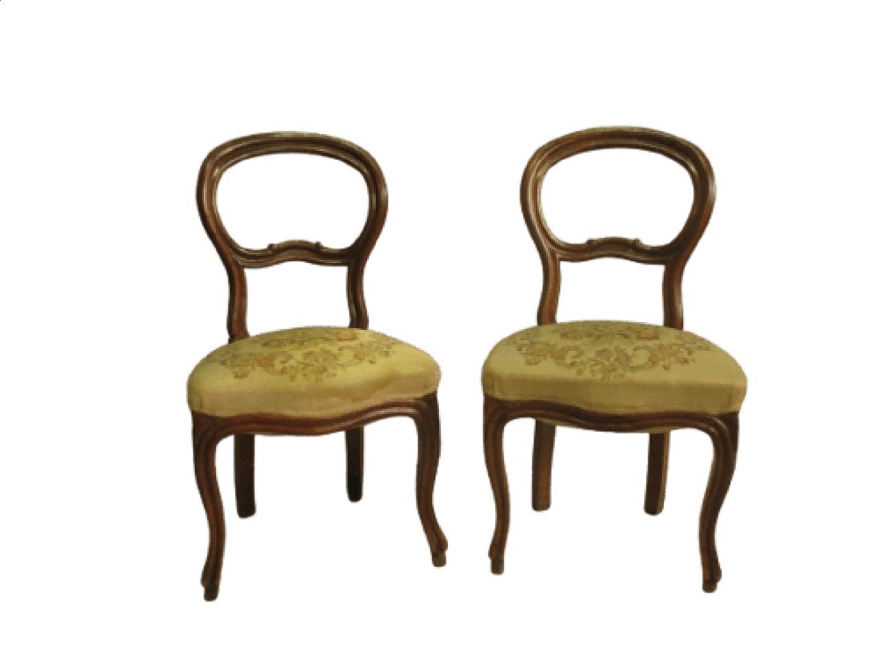 Coppia di sedie Luigi Filippo in noce massello, metà '800 10