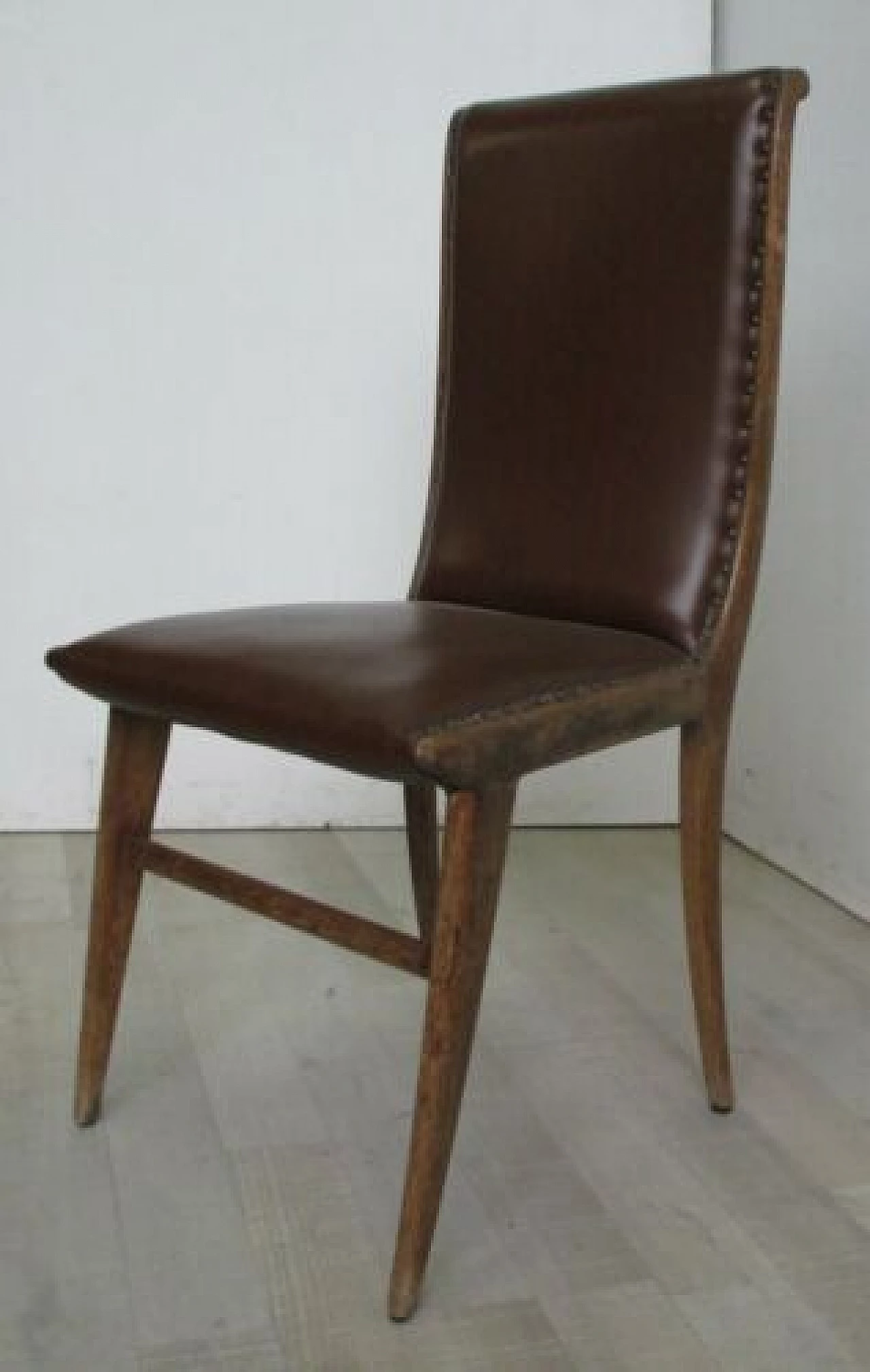 Beechwood chair with faux leather cover, 1960s 1