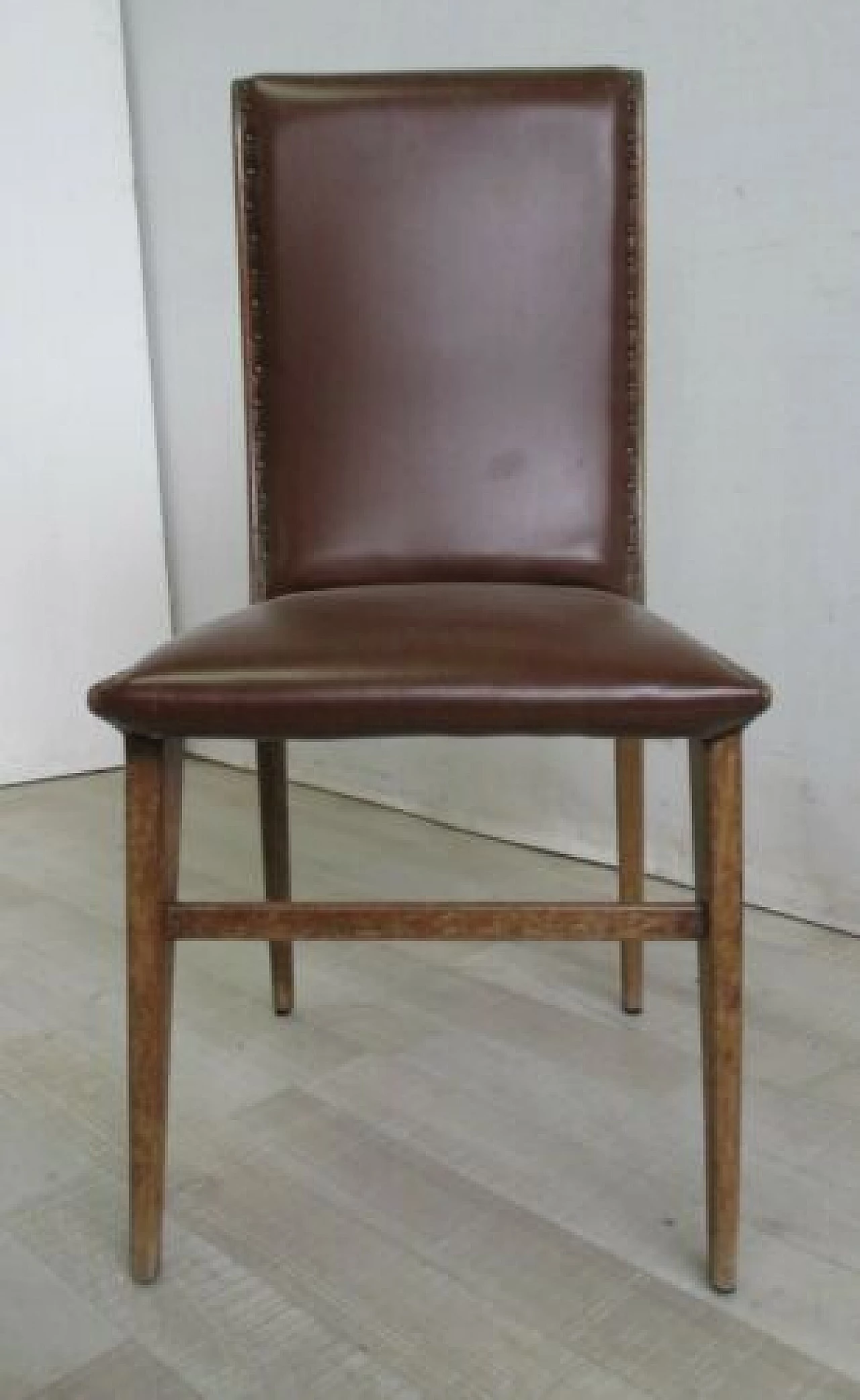 Beechwood chair with faux leather cover, 1960s 2