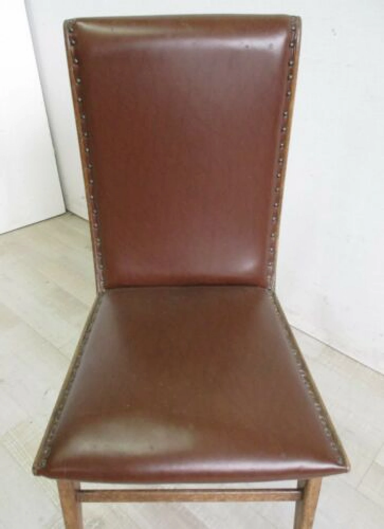 Beechwood chair with faux leather cover, 1960s 4