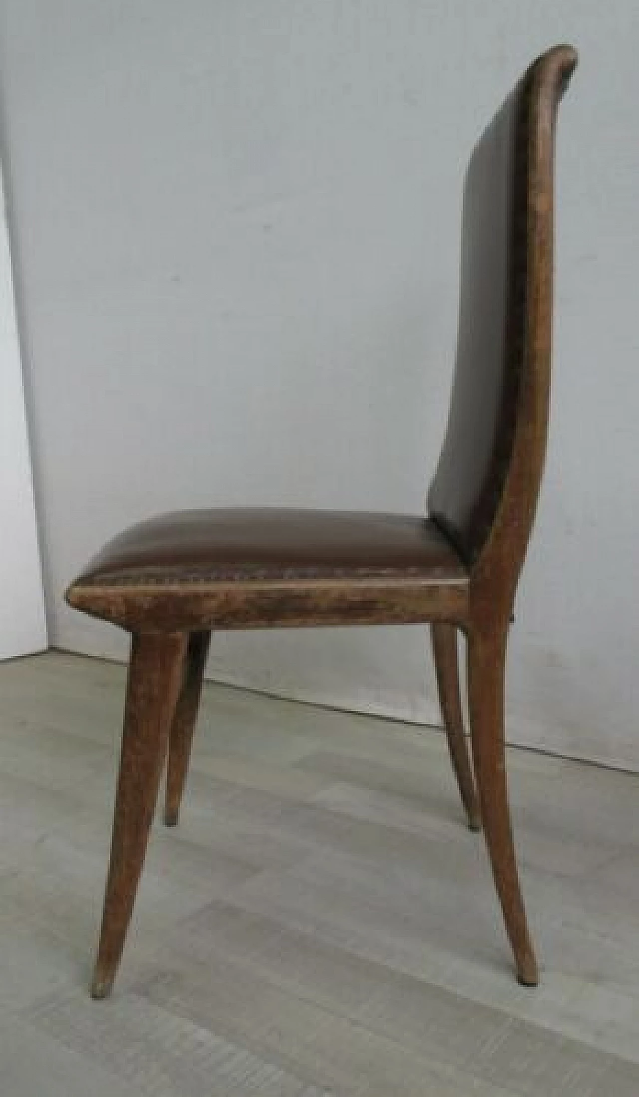 Beechwood chair with faux leather cover, 1960s 7