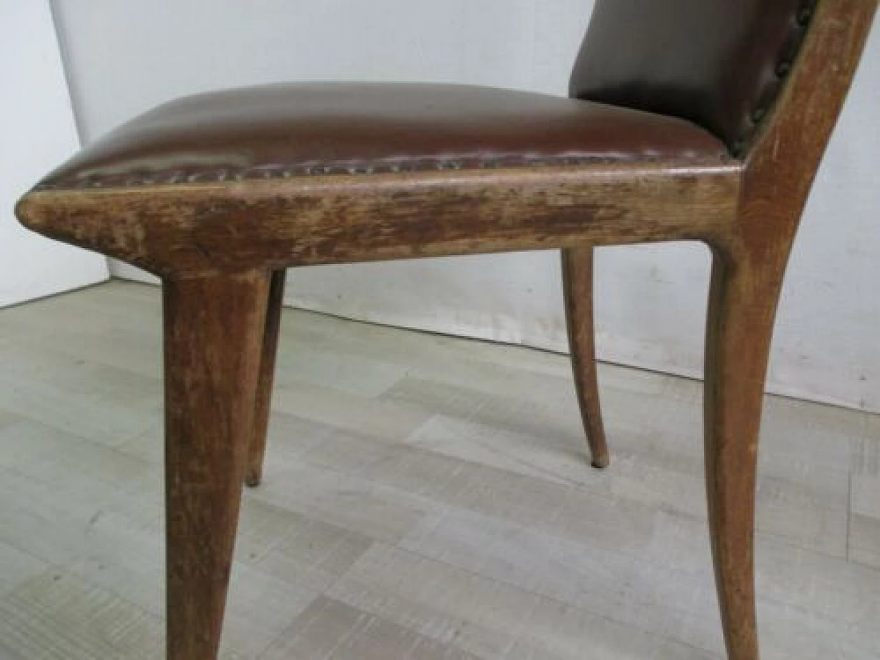 Beechwood chair with faux leather cover, 1960s 8