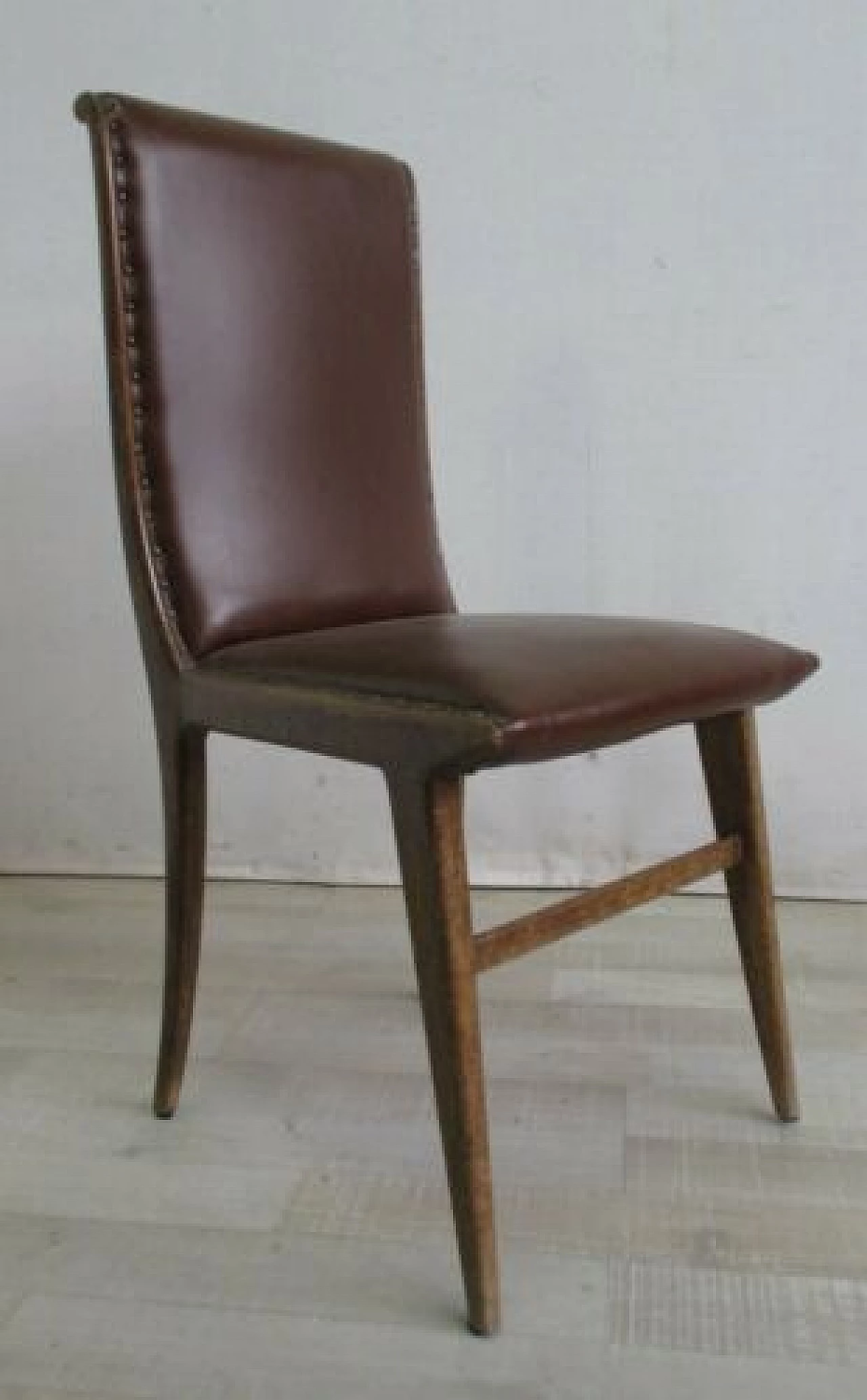 Beechwood chair with faux leather cover, 1960s 9