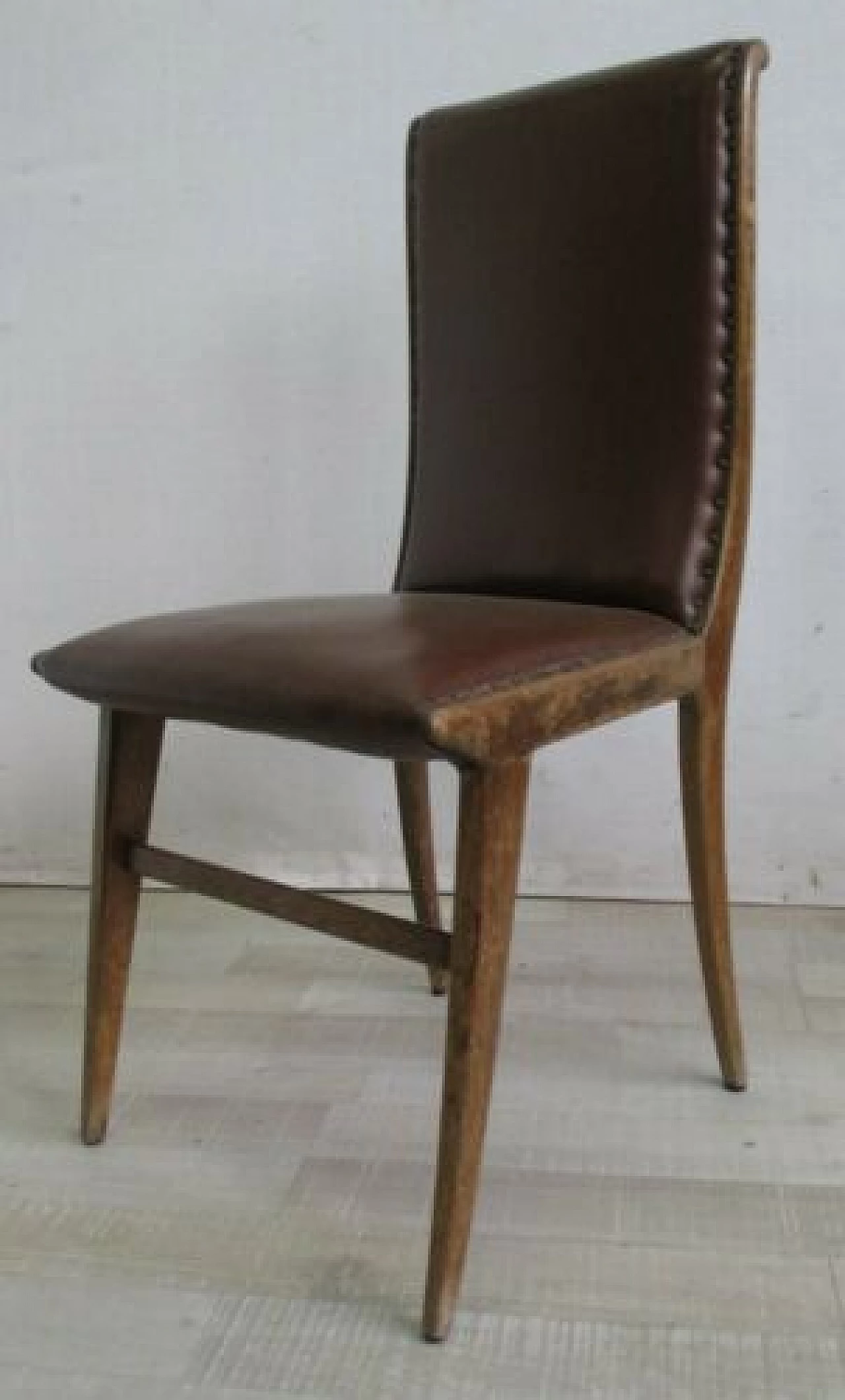 Beechwood chair with faux leather cover, 1960s 10