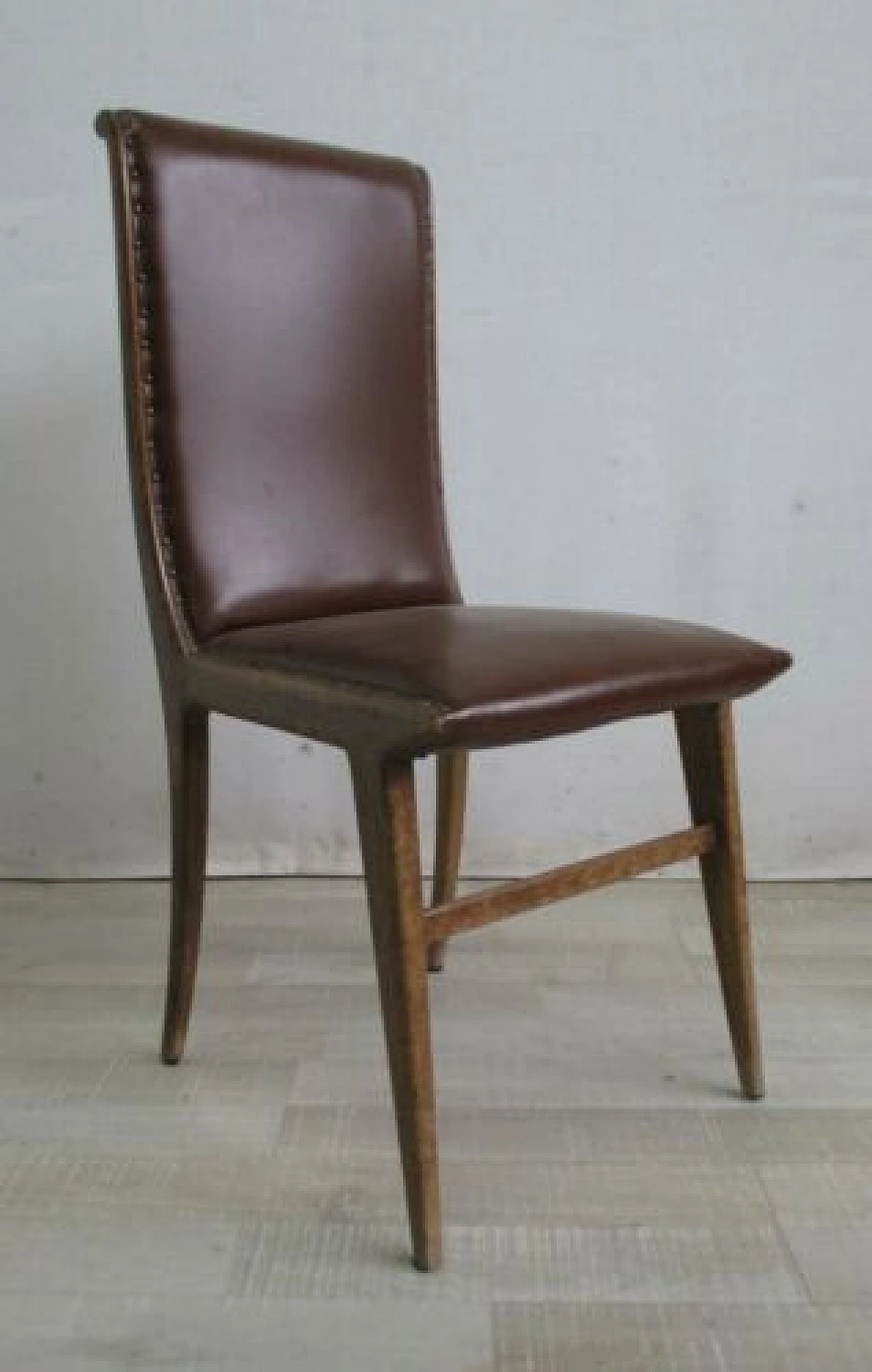 Beechwood chair with faux leather cover, 1960s 11
