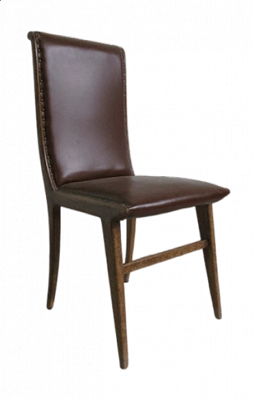 Beechwood chair with faux leather cover, 1960s
