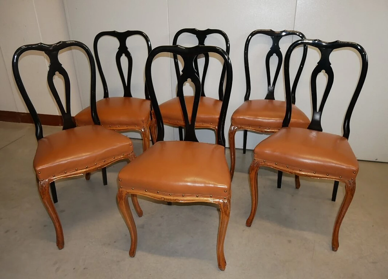 6 Chippendale style wooden chairs, 1950s 1