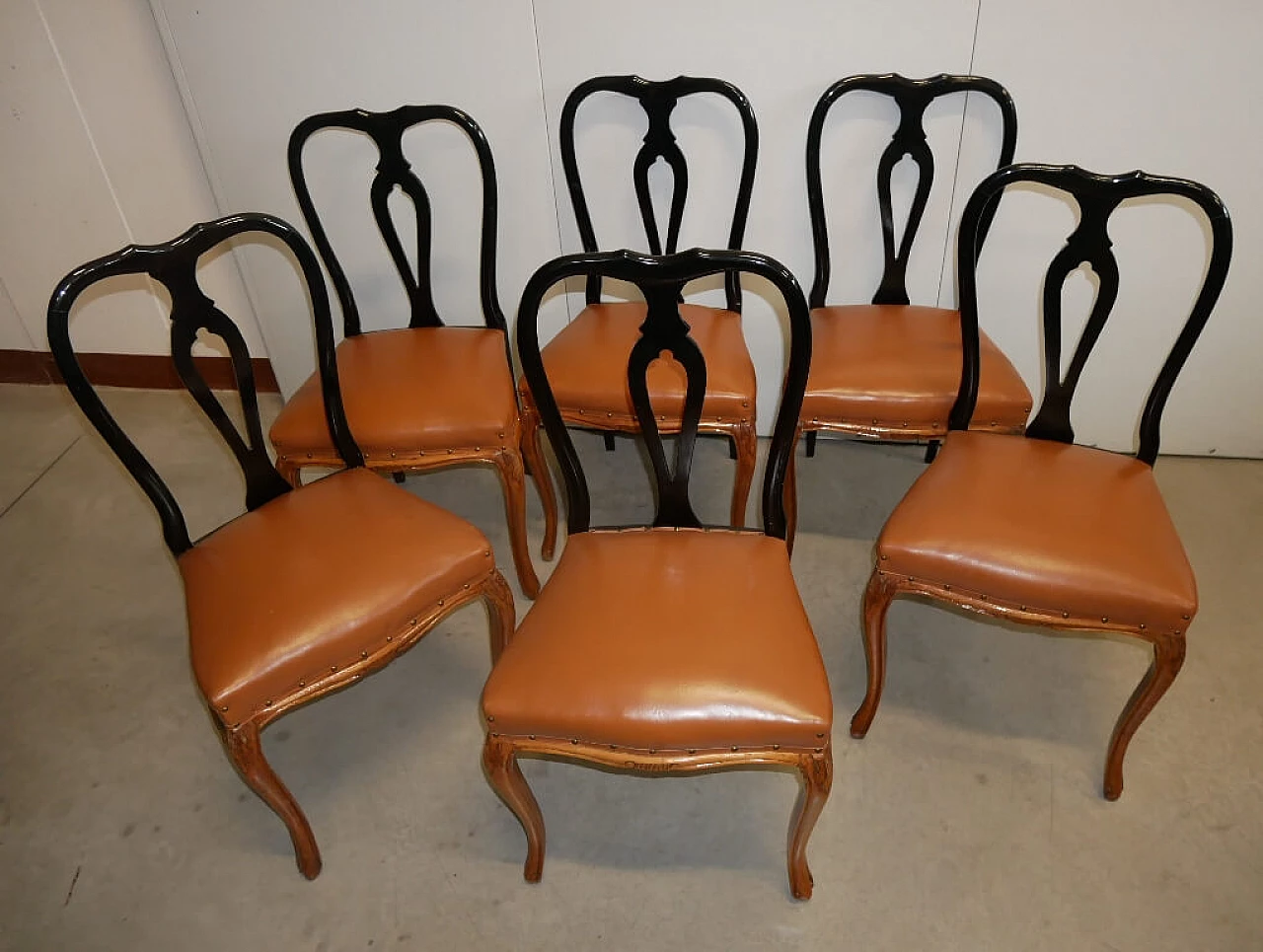 6 Chippendale style wooden chairs, 1950s 2