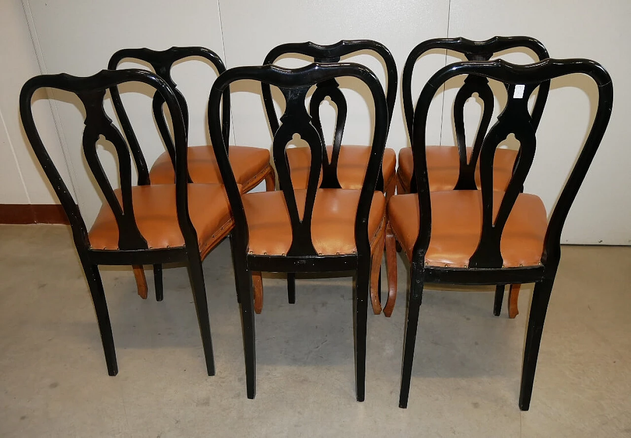 6 Chippendale style wooden chairs, 1950s 3