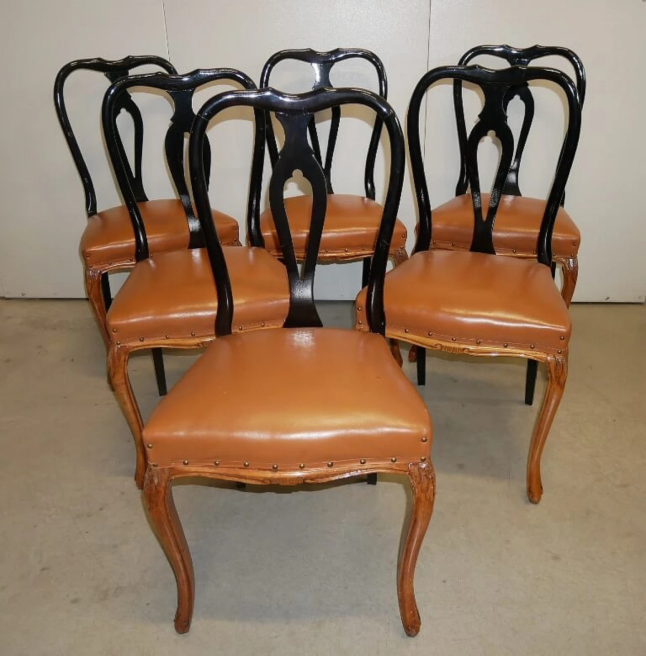 6 Chippendale style wooden chairs, 1950s 14