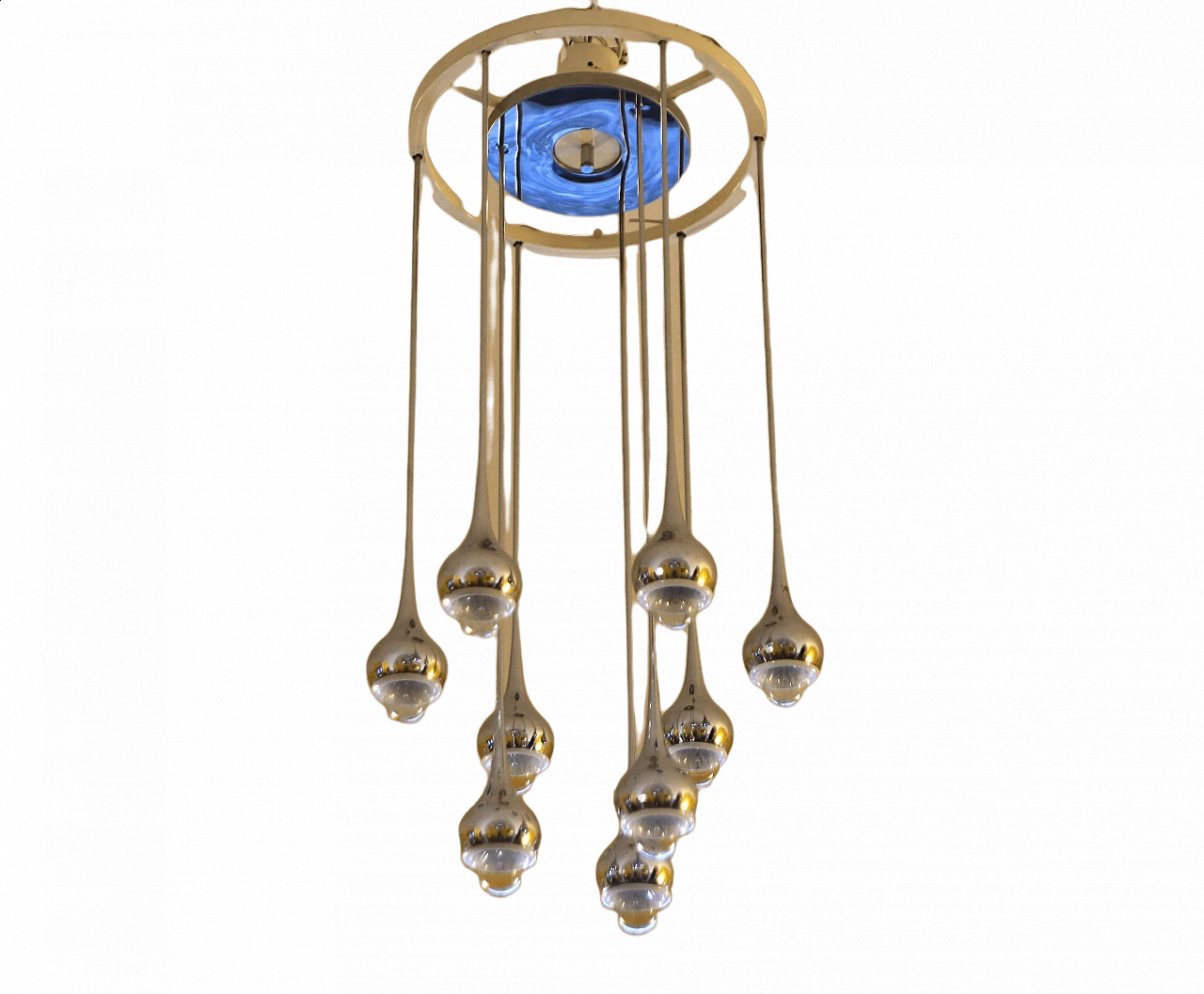 Chromed metal chandelier by Angelo Brotto for Esperia, 1970s 5