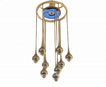Chromed metal chandelier by Angelo Brotto for Esperia, 1970s