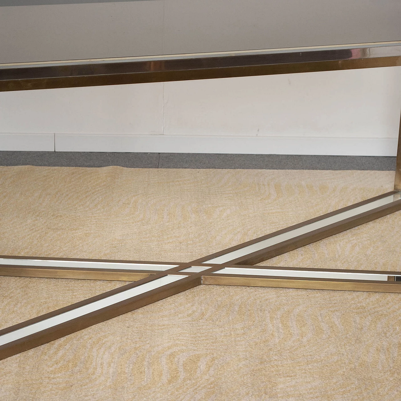 Table in steel, brass and mirror by Romeo Rega, 70s 1220266