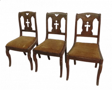 3 Empire inlaid walnut chairs, early 19th century