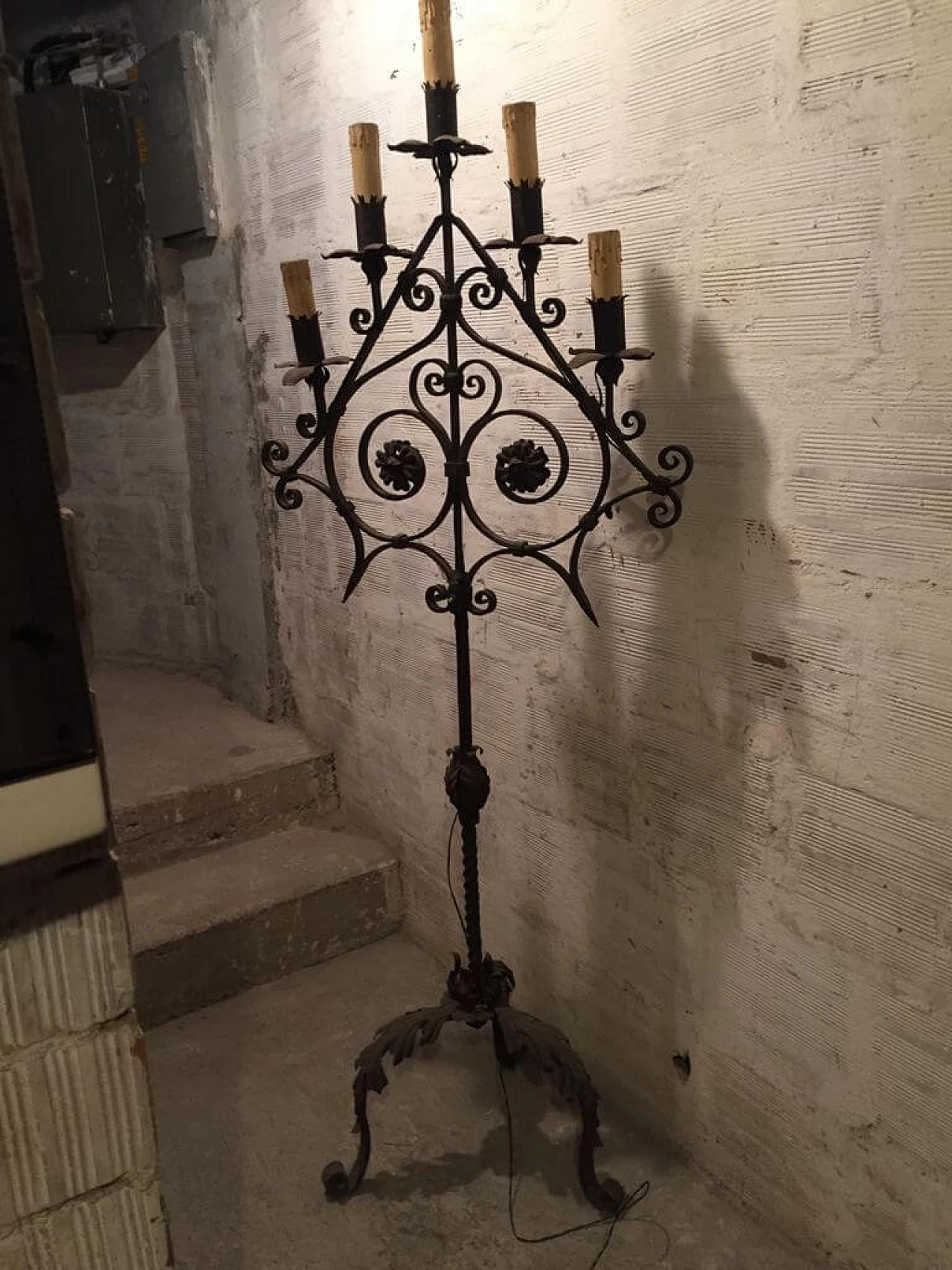 Floor lamp from a wrought iron torch, 19th century 2