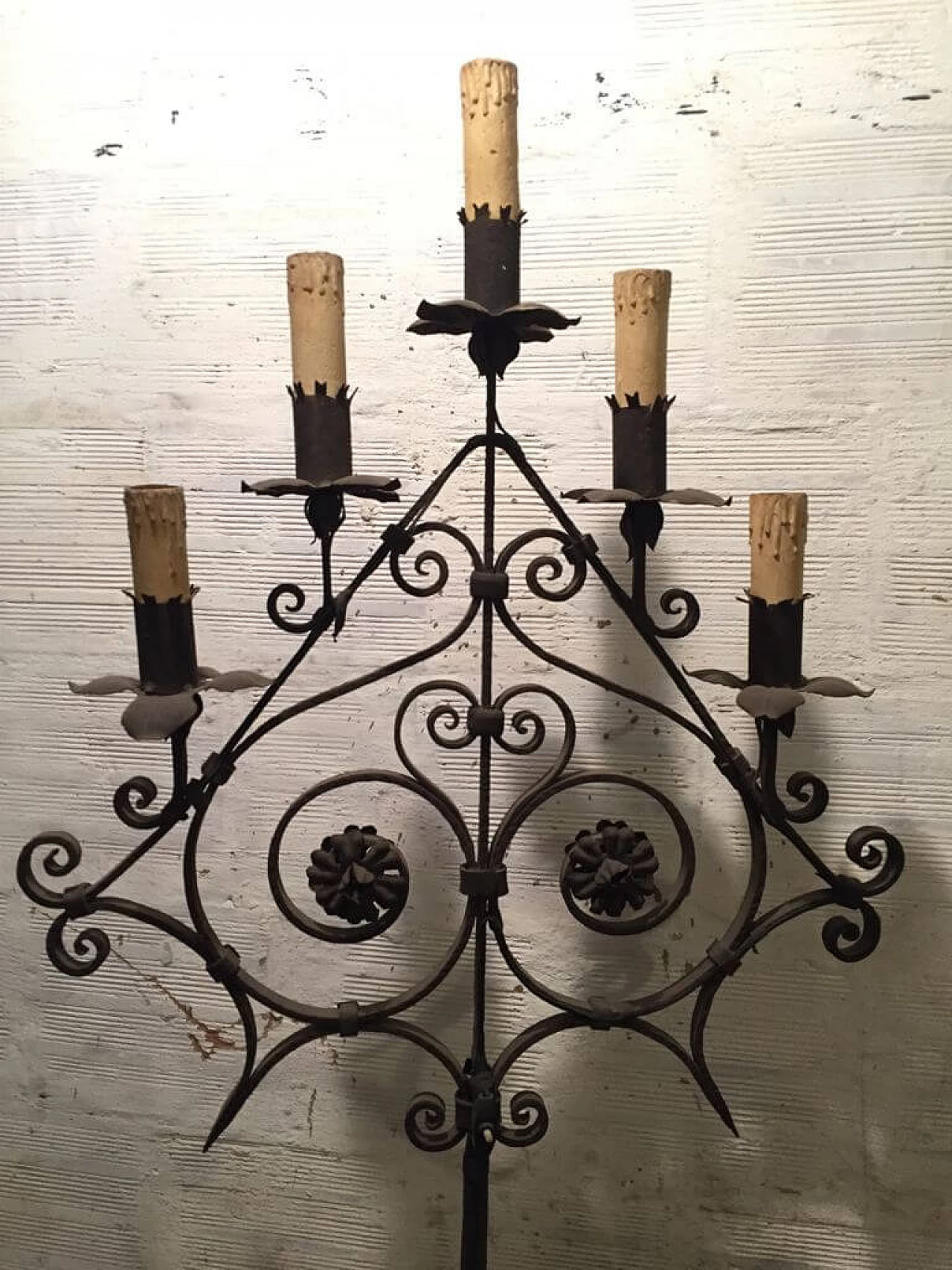 Floor lamp from a wrought iron torch, 19th century 3