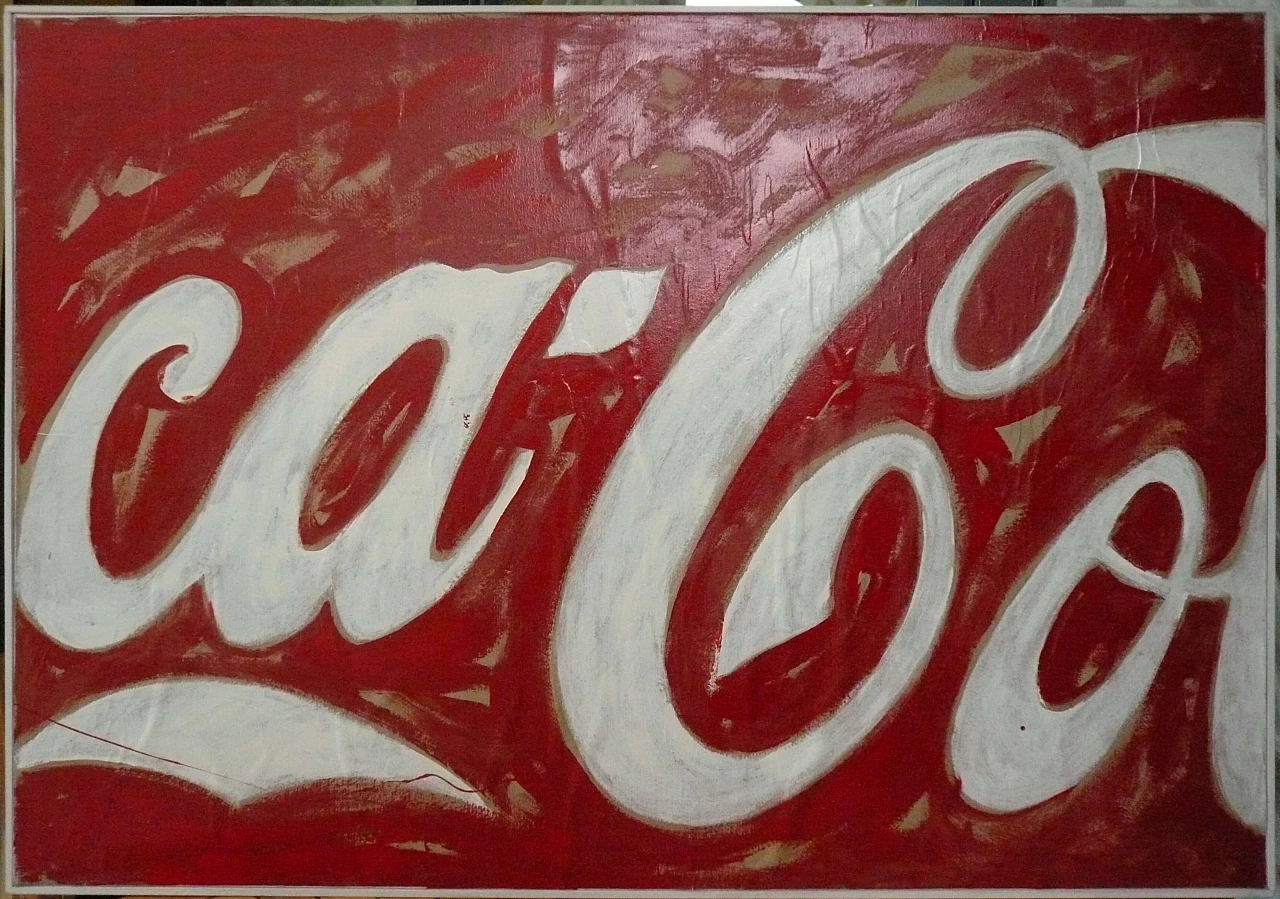 Mario Schifano, dipinto con logo parziale Coca-Cola, anni '70 3