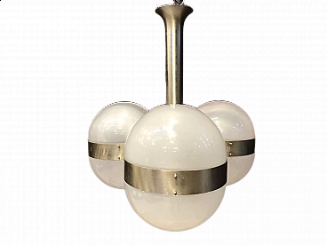 Lampadario in metallo cromato e vetro di Sergio Mazza per Artemide, anni '60