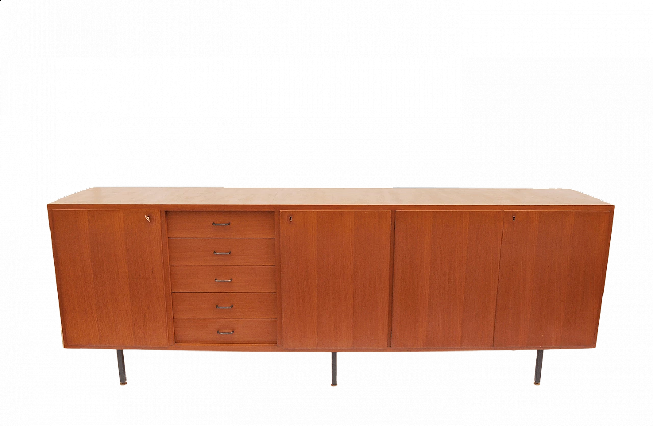 Credenza in legno di teak tamburato, anni '60 8