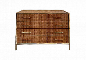 Bamboo and wicker chest of drawers, 1970s
