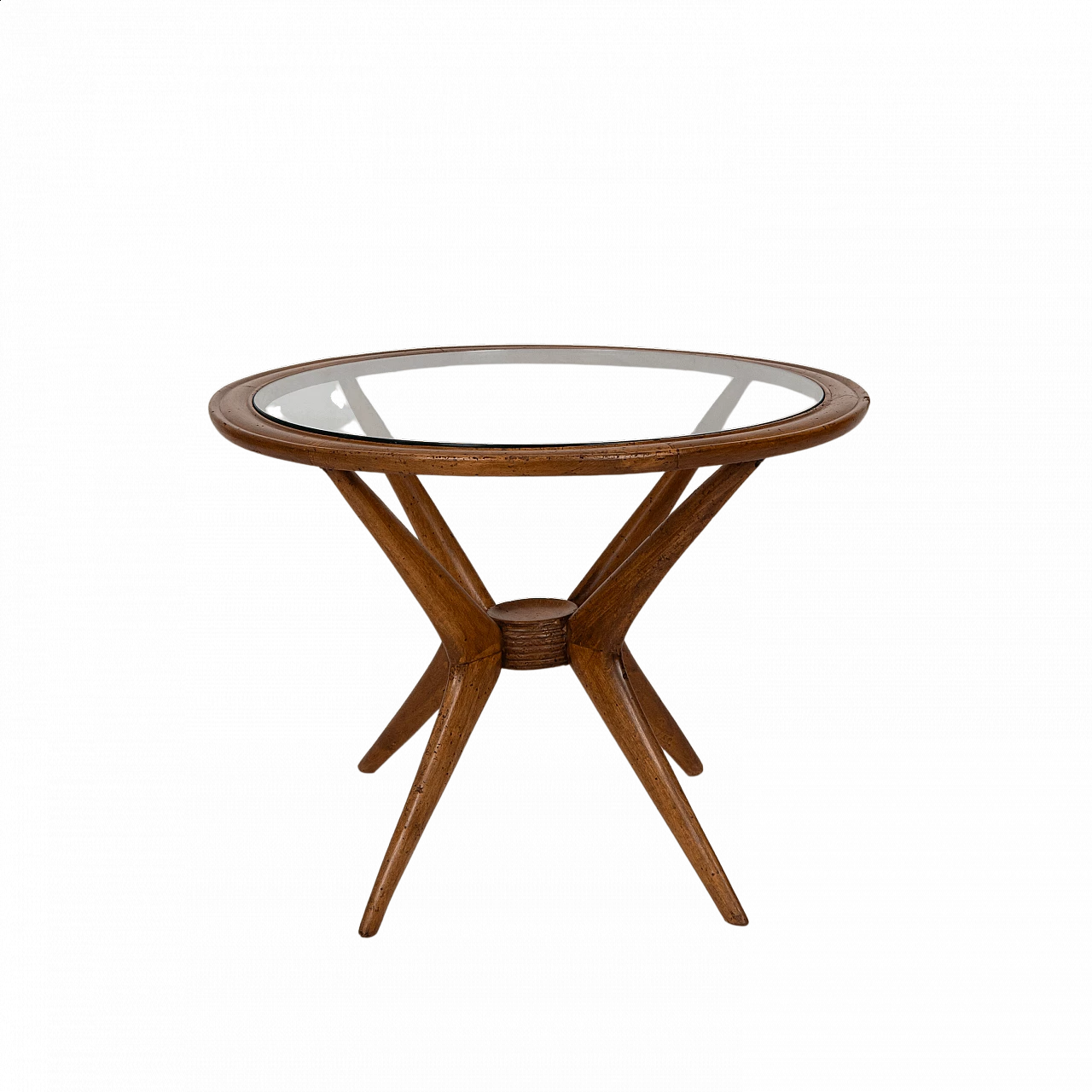 Round coffee table by Palo Buffa with glass top for Brugnoli, 1950s 11