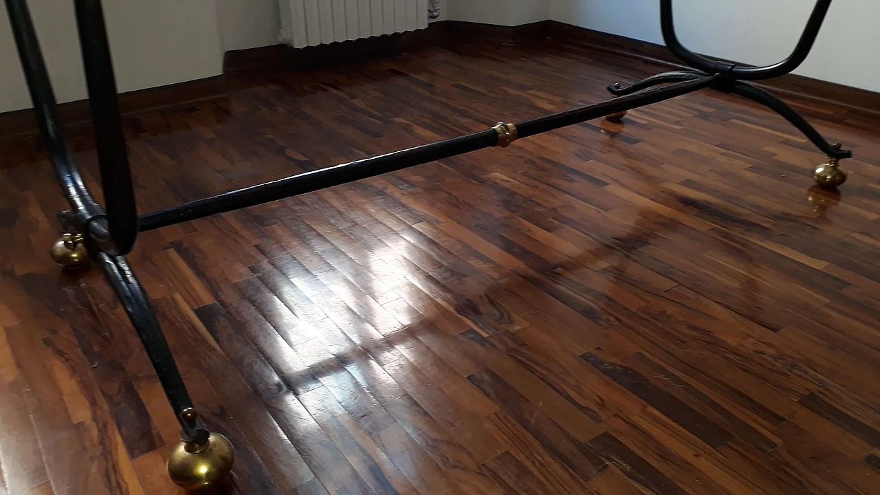 Tavolo in cristallo e ferro battuto, anni '90 6