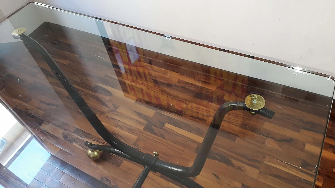 Tavolo in cristallo e ferro battuto, anni '90 8