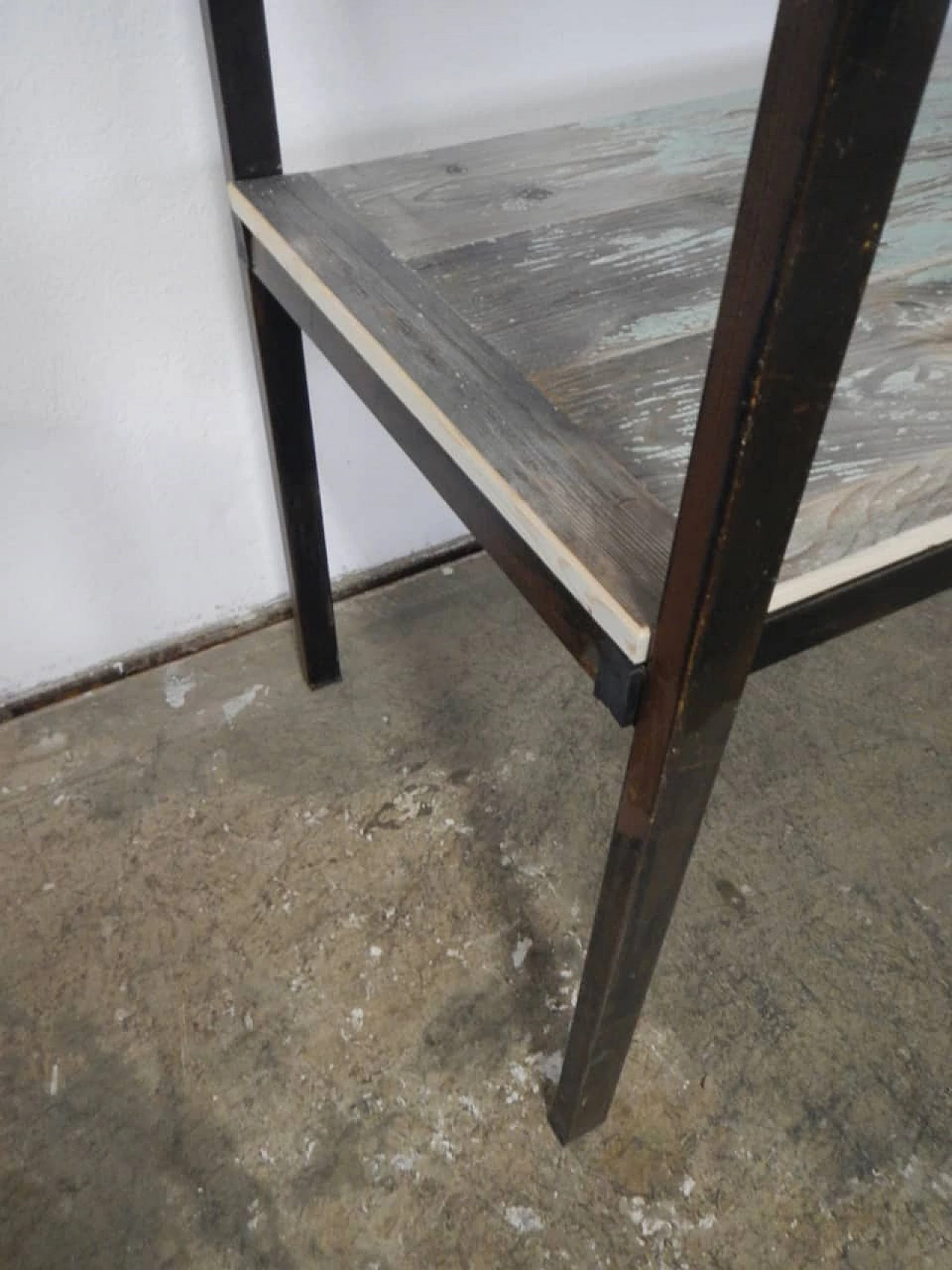 Iron shelf with wooden shelves, 1960s 2