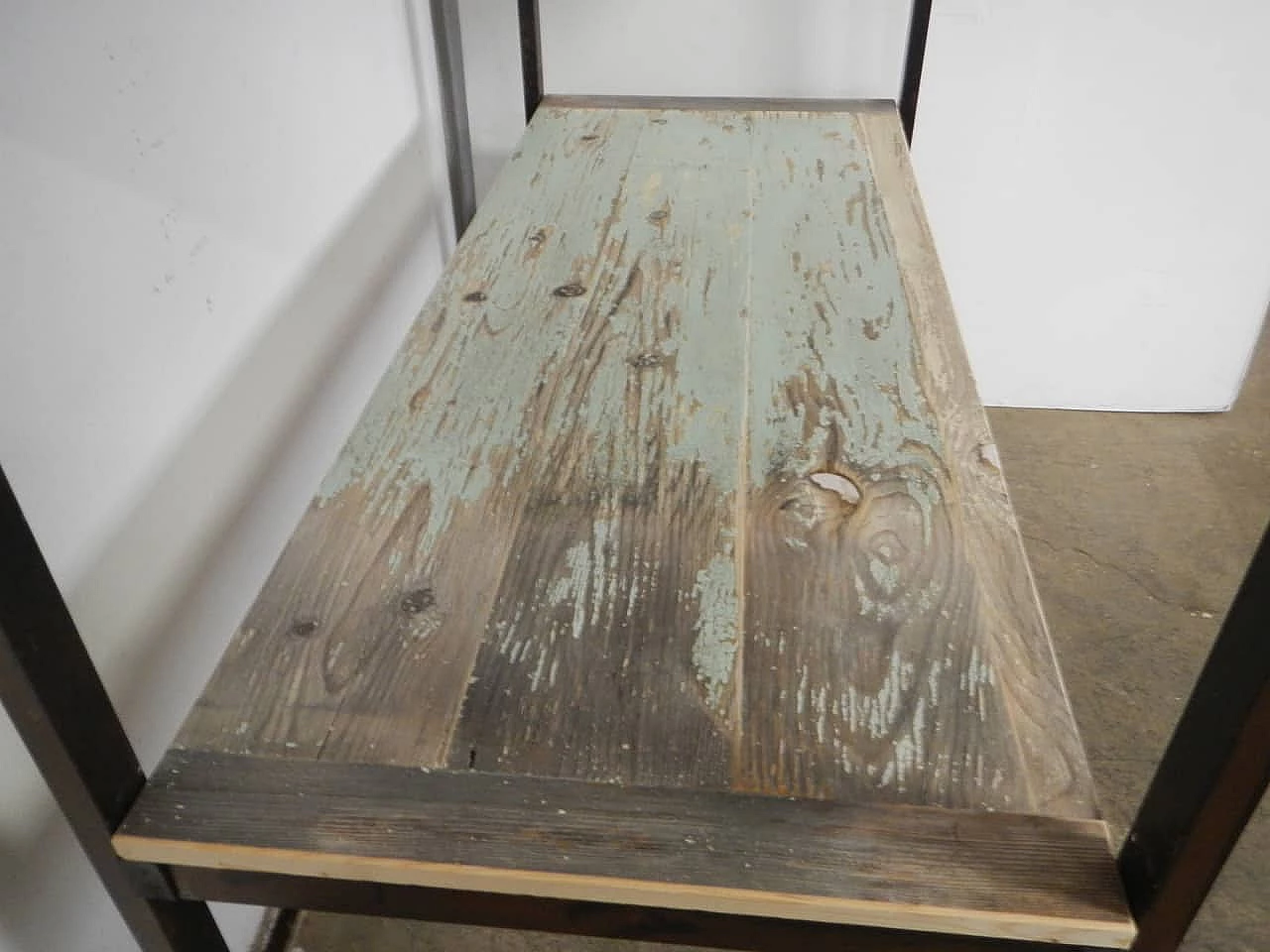 Iron shelf with wooden shelves, 1960s 6