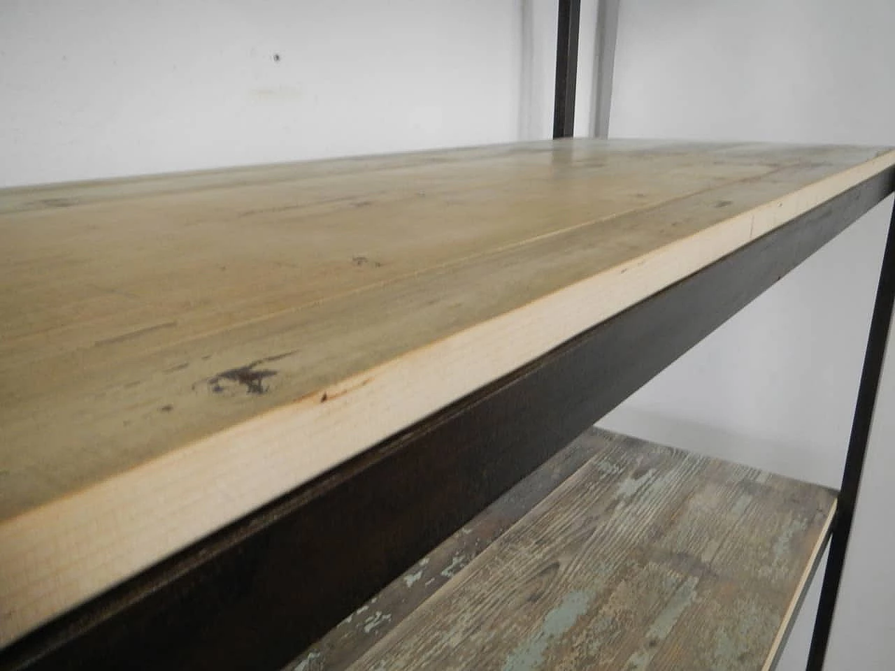 Iron shelf with wooden shelves, 1960s 13