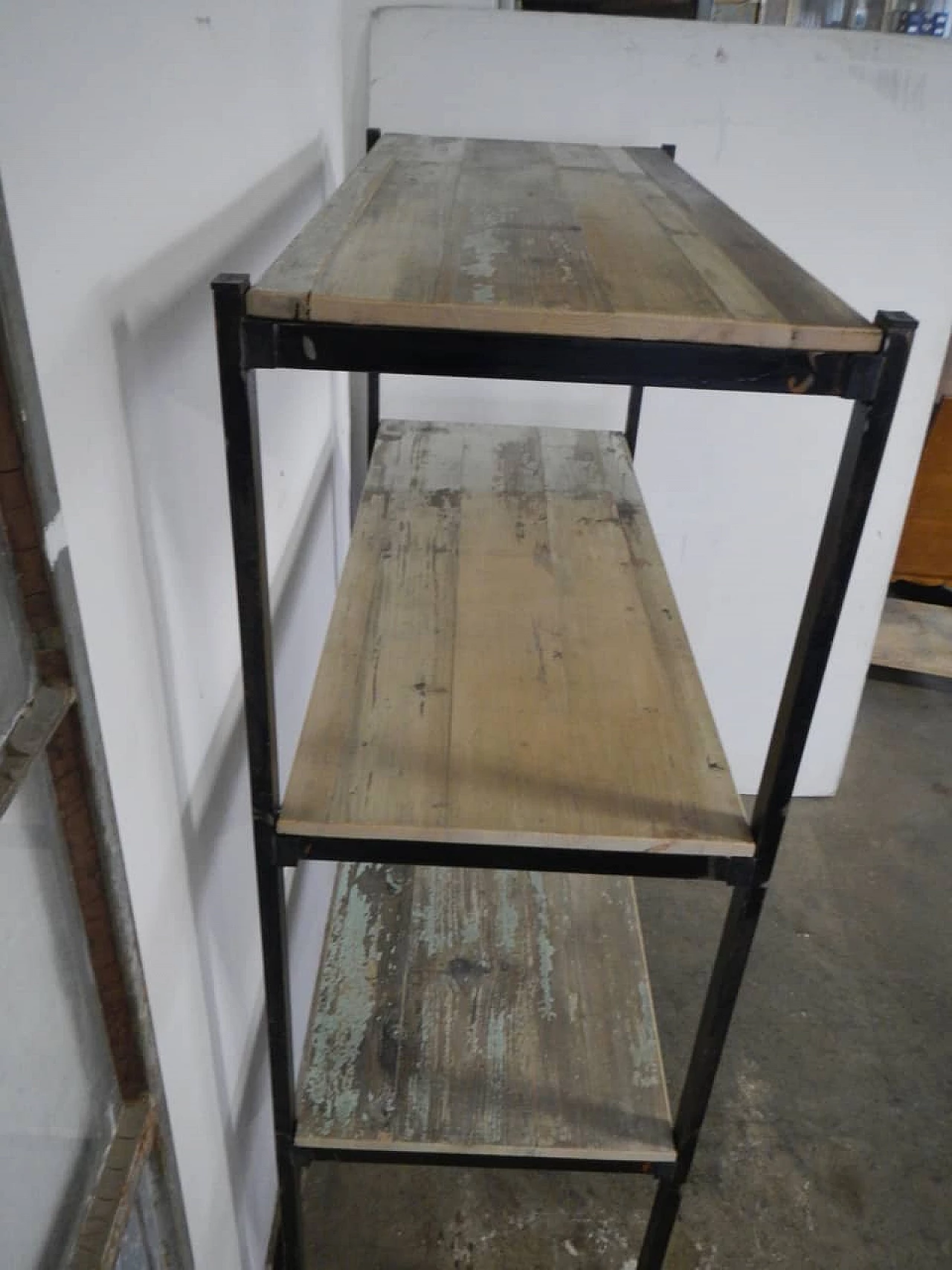 Iron shelf with wooden shelves, 1960s 17