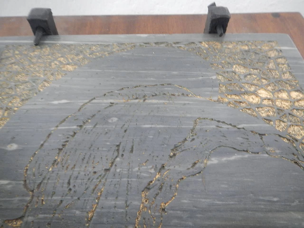 Engraving of Madonna on coloured marble slab, 1960s 4