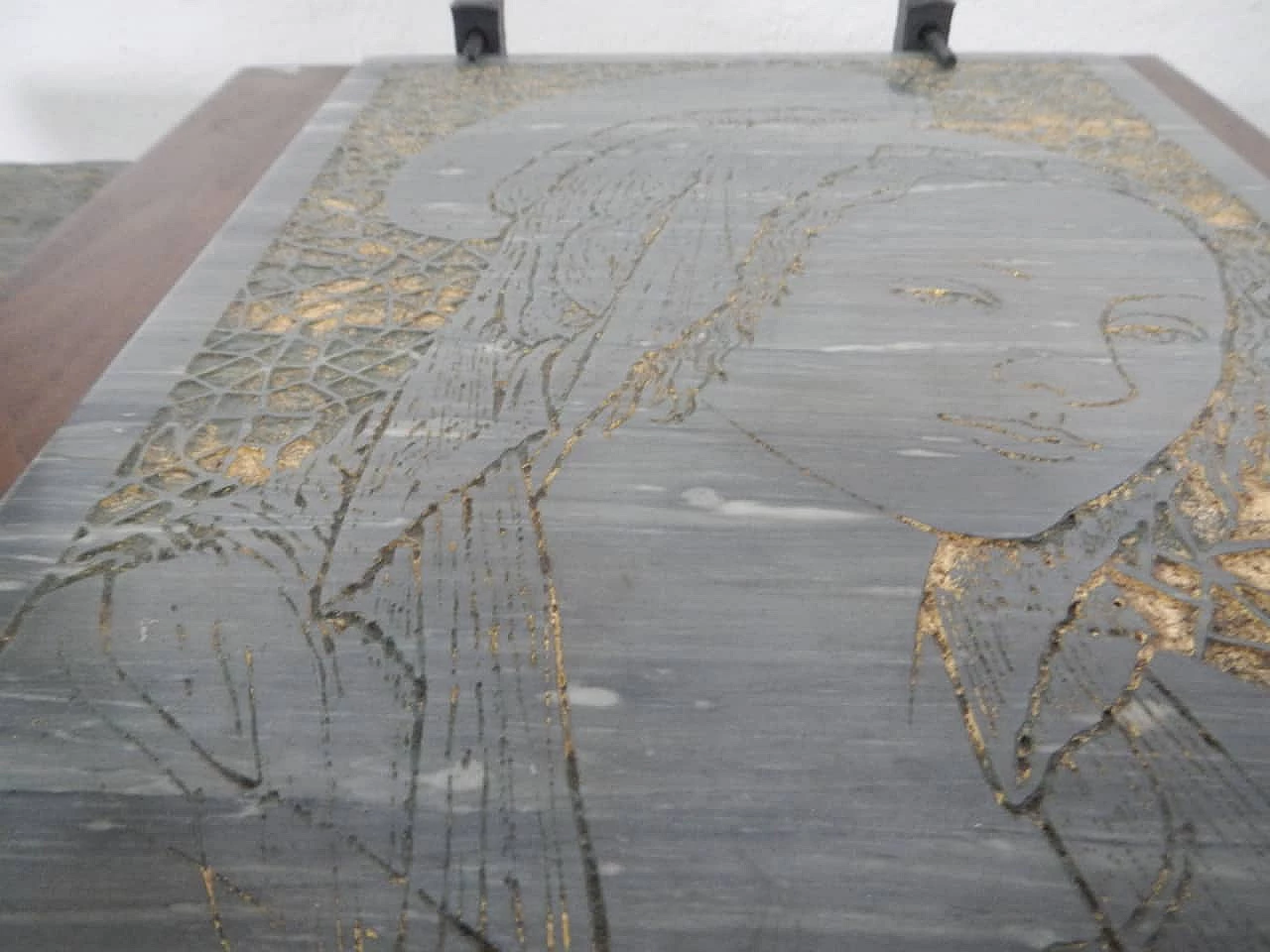 Engraving of Madonna on coloured marble slab, 1960s 5