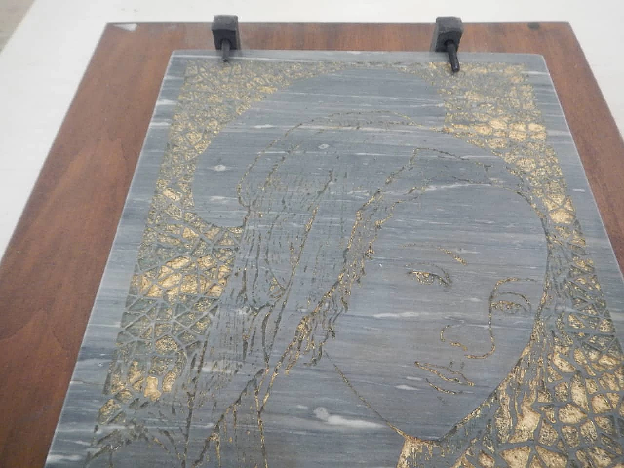 Engraving of Madonna on coloured marble slab, 1960s 6