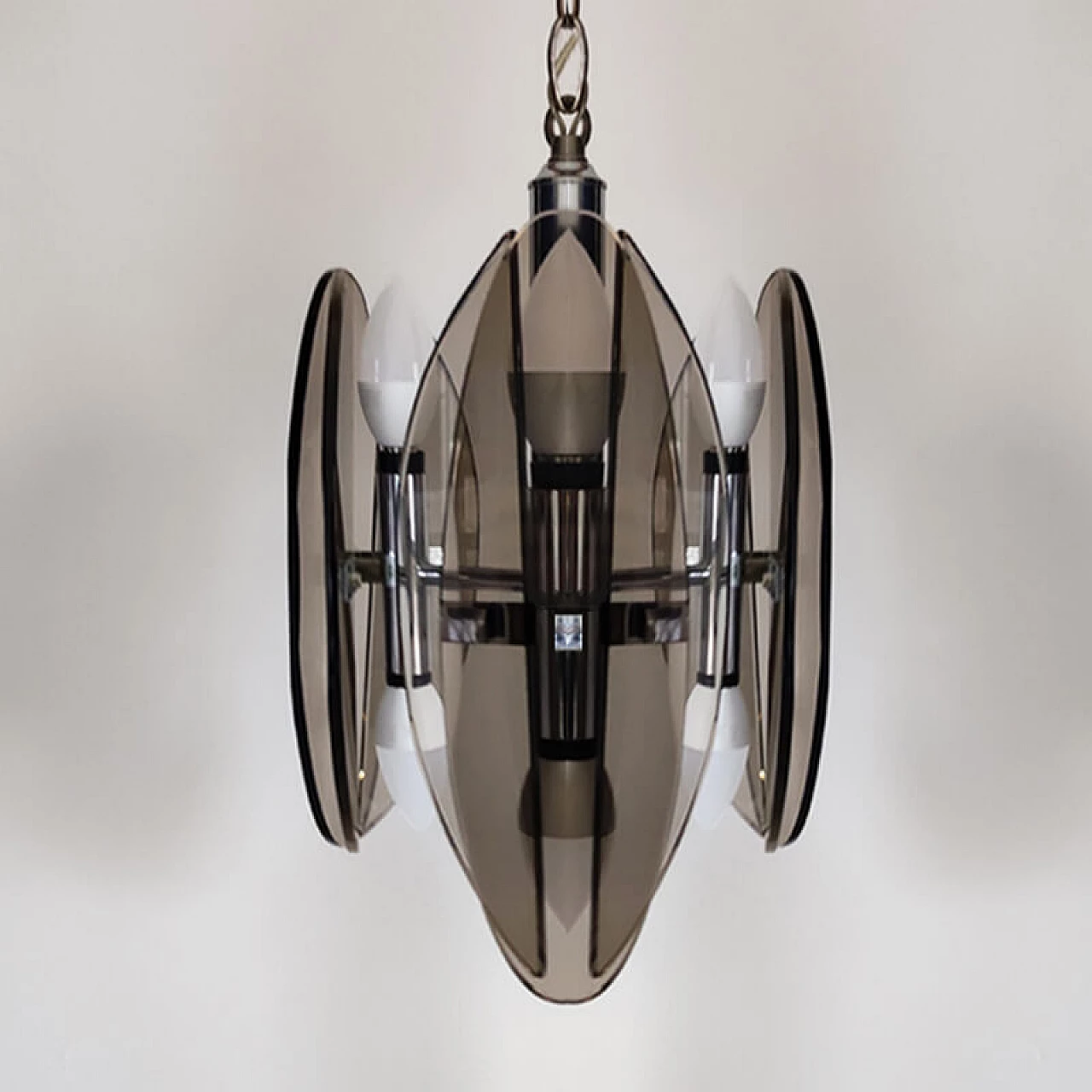 Veca chandelier in smoked Murano glass, 1970s 1
