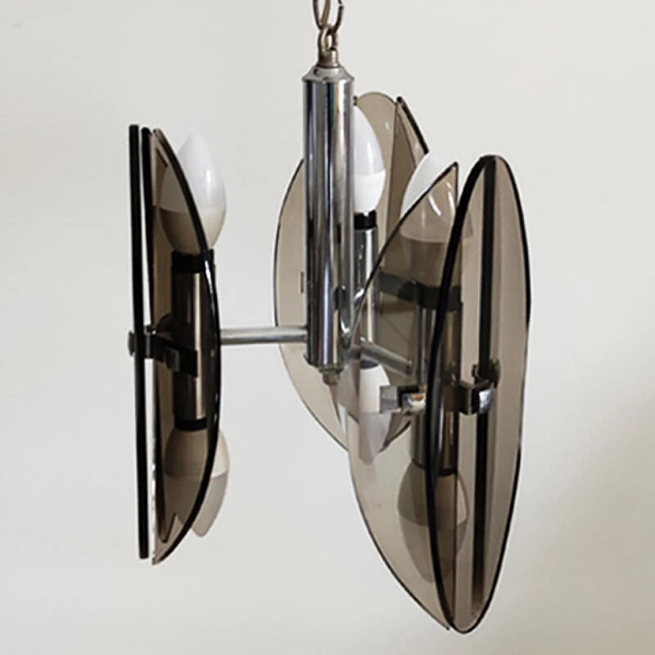 Veca chandelier in smoked Murano glass, 1970s 2