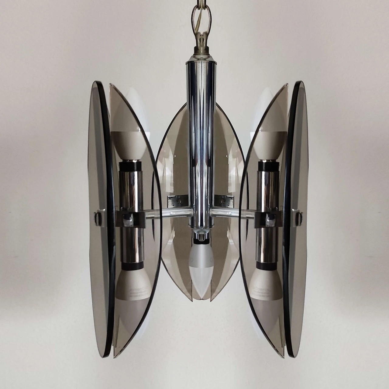 Veca chandelier in smoked Murano glass, 1970s 3