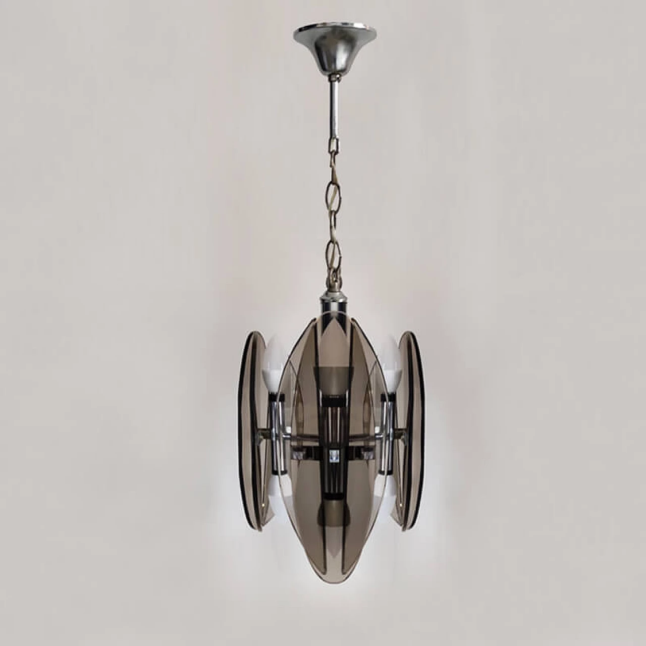Veca chandelier in smoked Murano glass, 1970s 4
