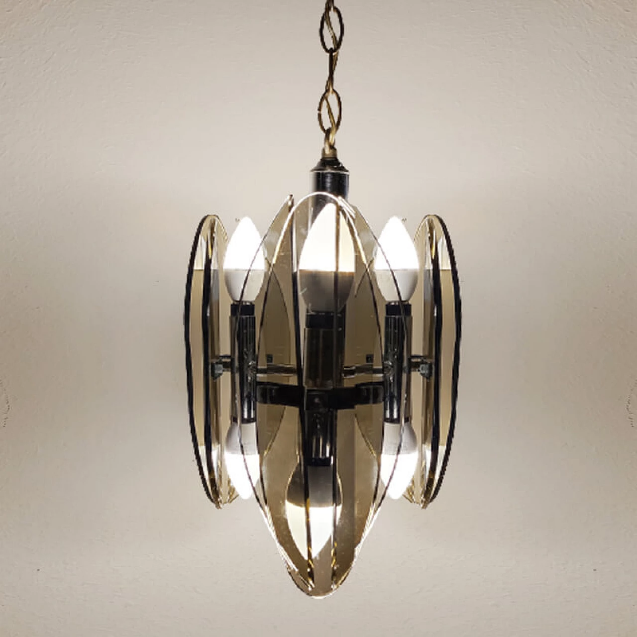 Veca chandelier in smoked Murano glass, 1970s 7
