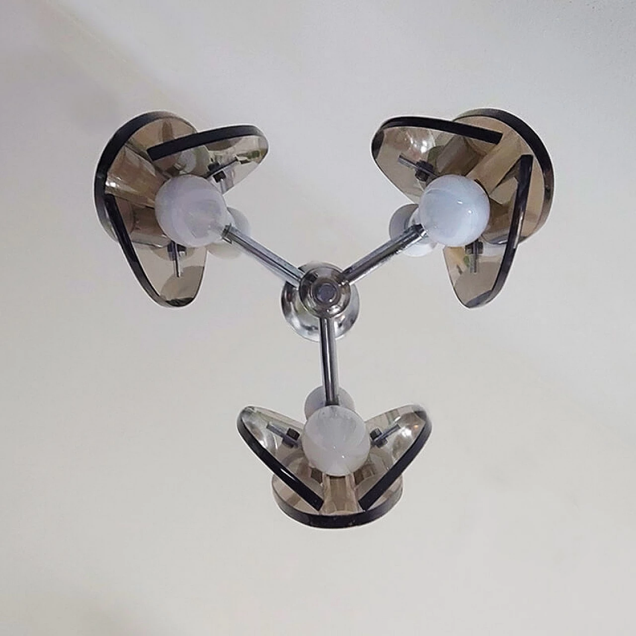 Veca chandelier in smoked Murano glass, 1970s 9