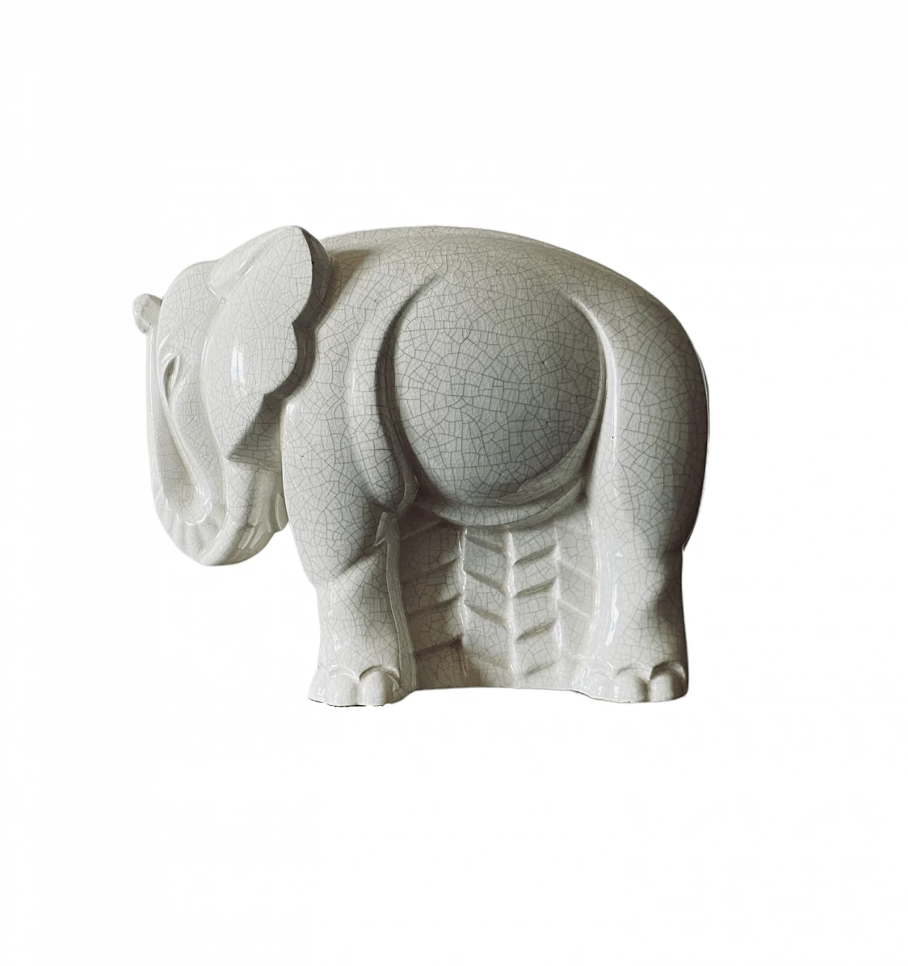 Elephant sculpture in craquelé porcelain by Charles Lemanceau, 1930s 1