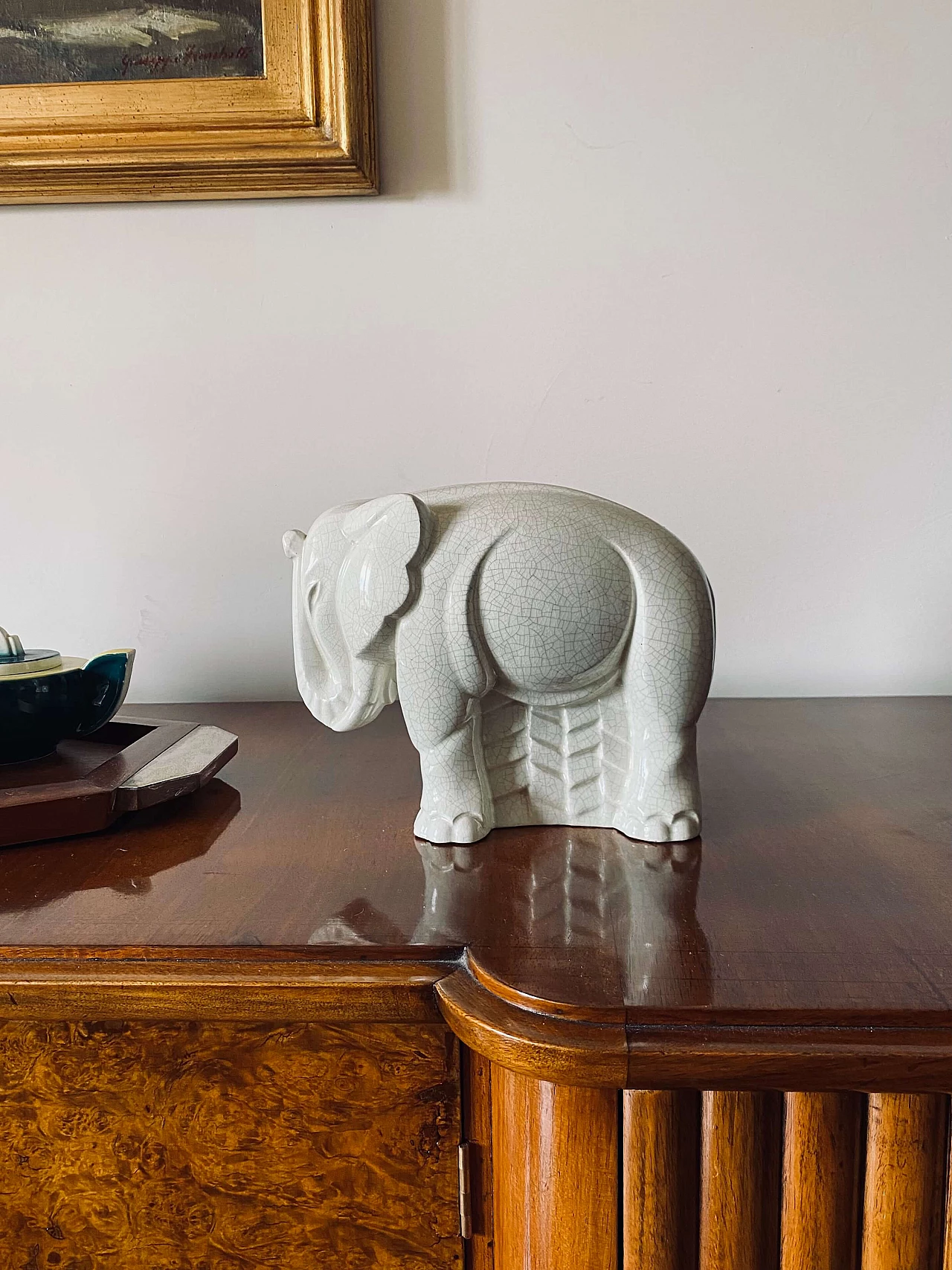 Elephant sculpture in craquelé porcelain by Charles Lemanceau, 1930s 2