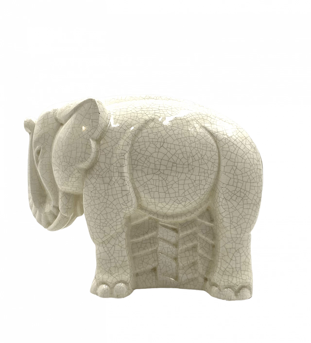 Scultura di elefante in porcellana craquelé di Charles Lemanceau, anni '30 5